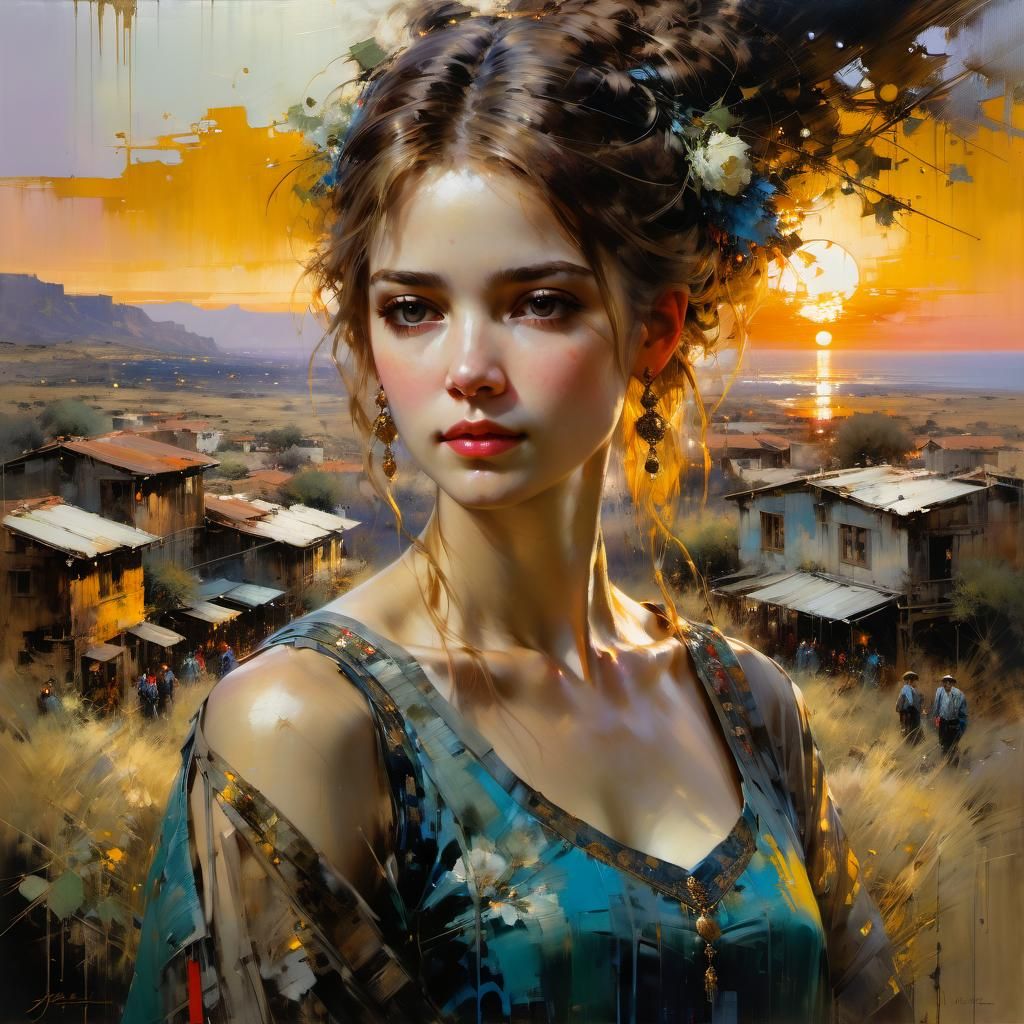 Beautiful Woman Portrait in Historic Fine Art Style