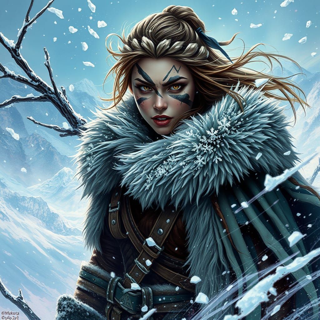Fierce Warrior Woman Defies Winter Storm in Hypermaximalist ...