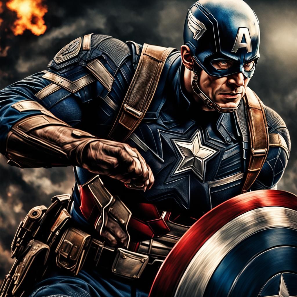 Hyperrealistic Captain America in Sharp Focus
