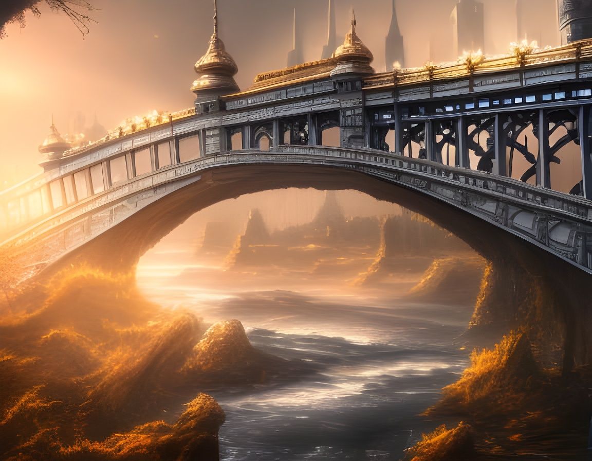 Gilded Bridge in Contemporary Fantasy Style