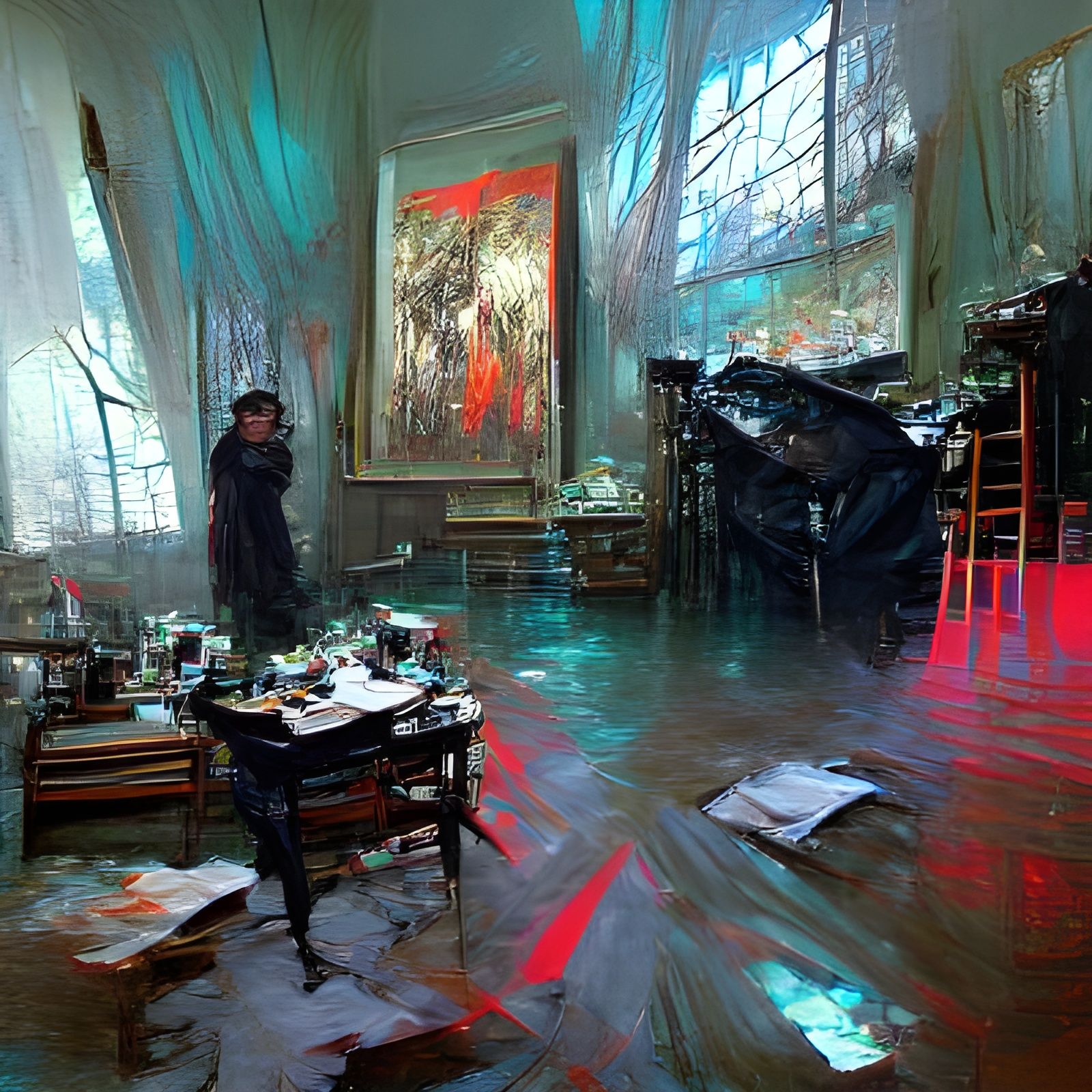 Sinister Room in Gothic Art Nouveau Style