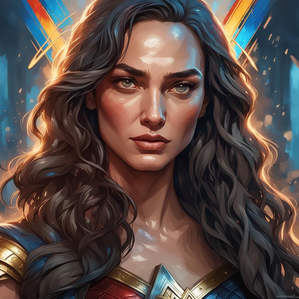 Wonder Woman Portrait in Hyperdetailed Concept Art Style
