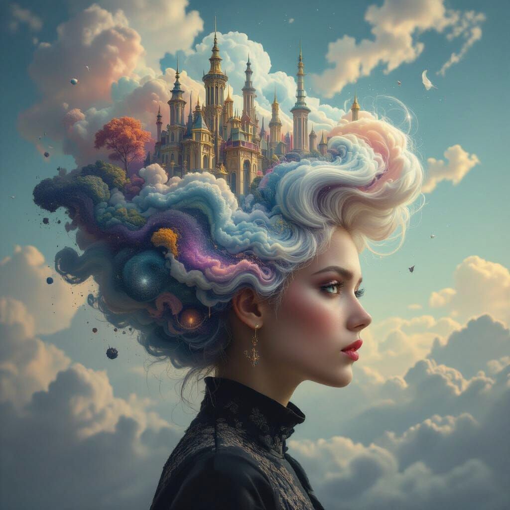 Surreal Hairstyle Reaching for the Heavens