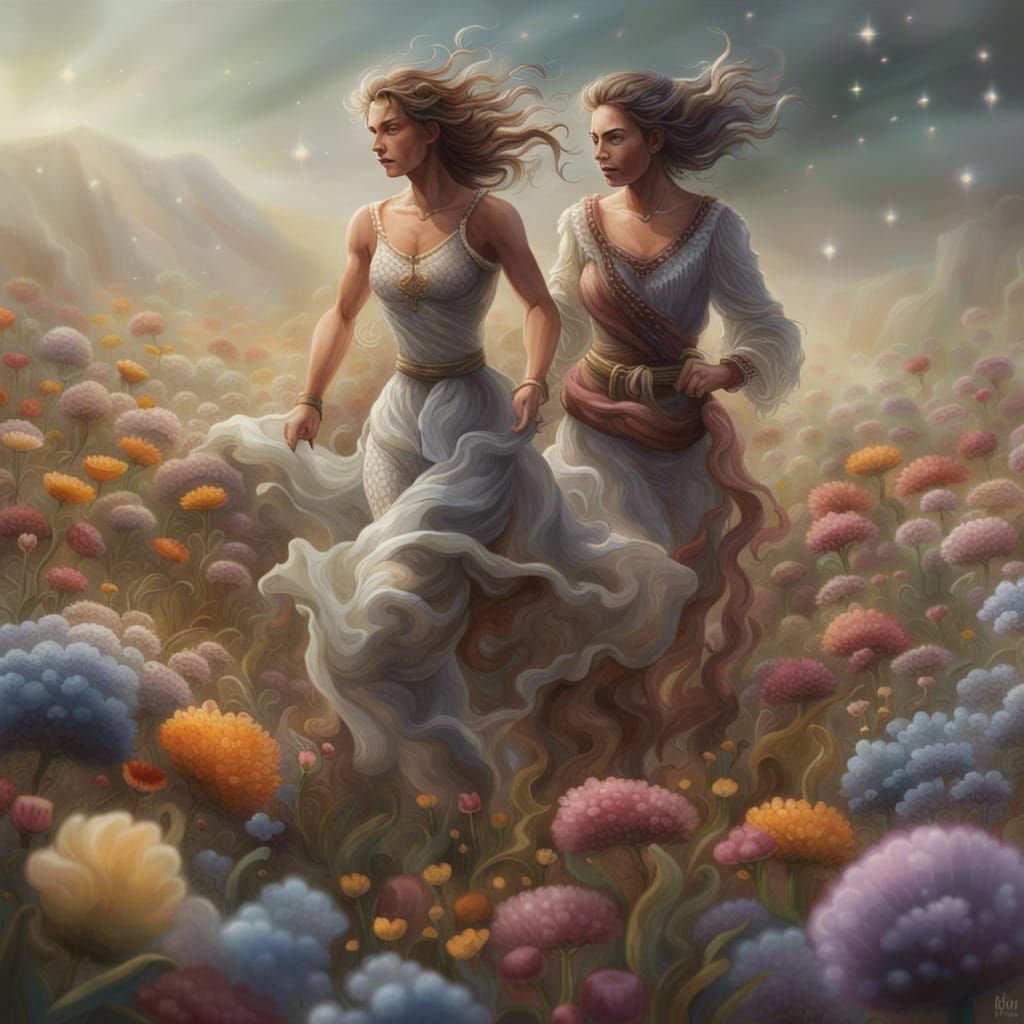 Barbado da Terceiras Playing in a Flower Field