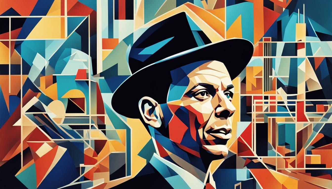 Young Frank Sinatra Acrylic Painting in Cubist Style