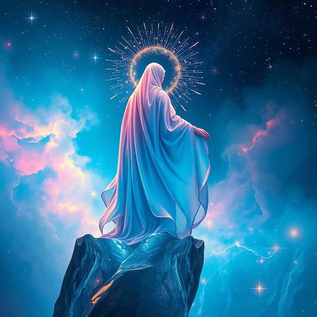 Celestial Being Overlooking Nebula in Digital Art Style