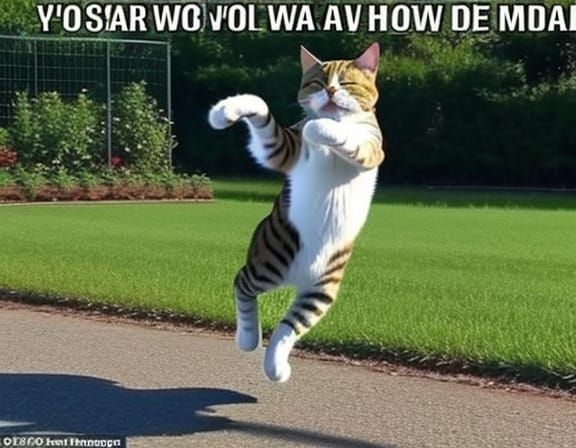 Whimsical Dancing Feline in Motion