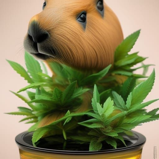 Capybara-Cannabis Hybrid Portrait in Digital Art Style