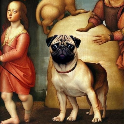 Pug Dog as Renaissance Fresco Painting