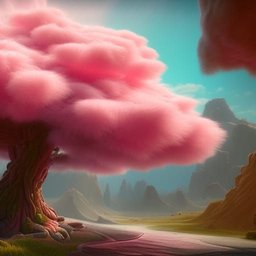 Cotton Candy Tree: Detailed Fantasy Concept Art