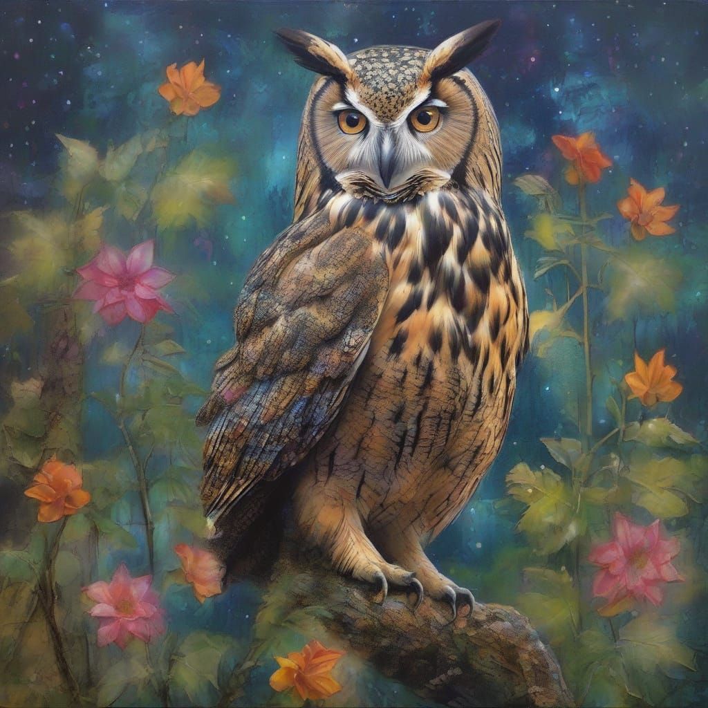 Majestic Owl in Alien Jungle Twilight