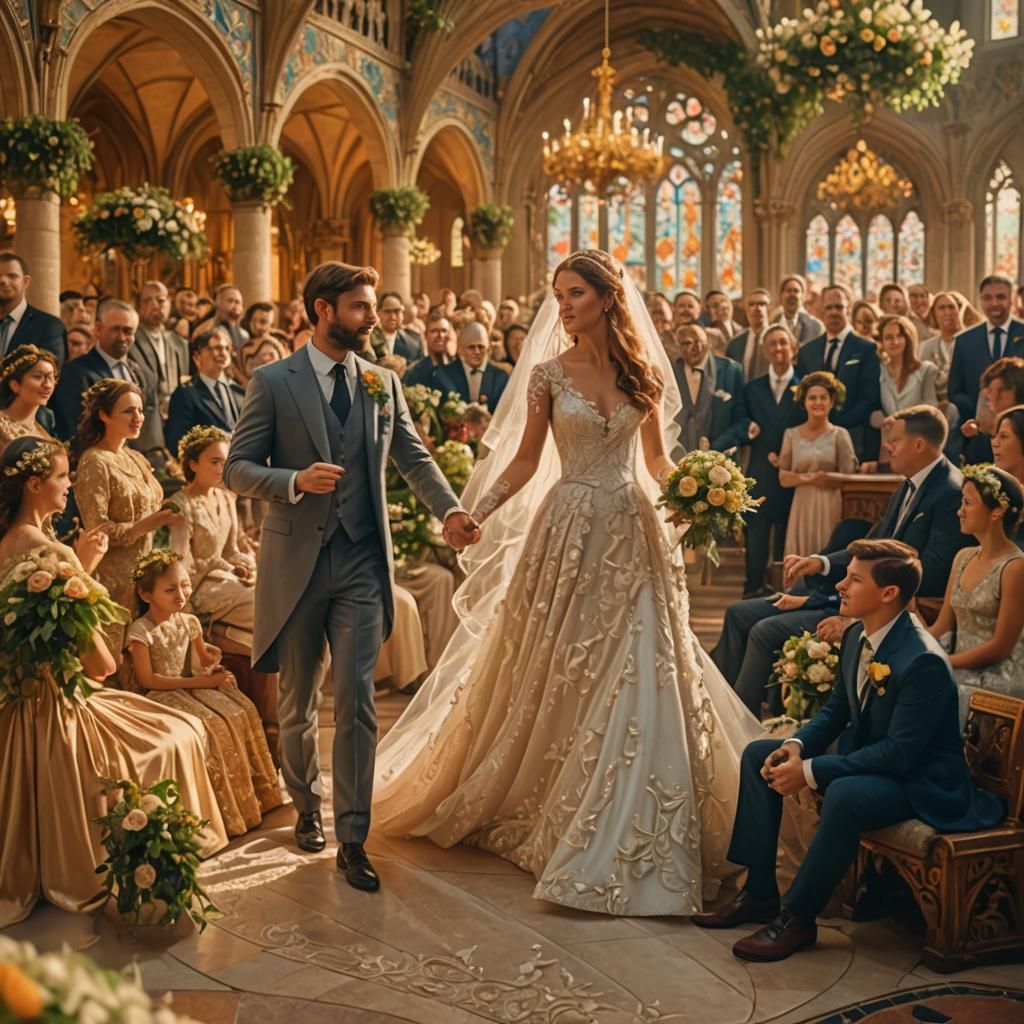 Cathedral Wedding in Art Nouveau Style