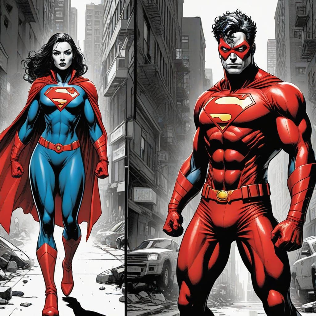 DCUO-Inspired Superhero in Gritty Black and White Comic Stri...