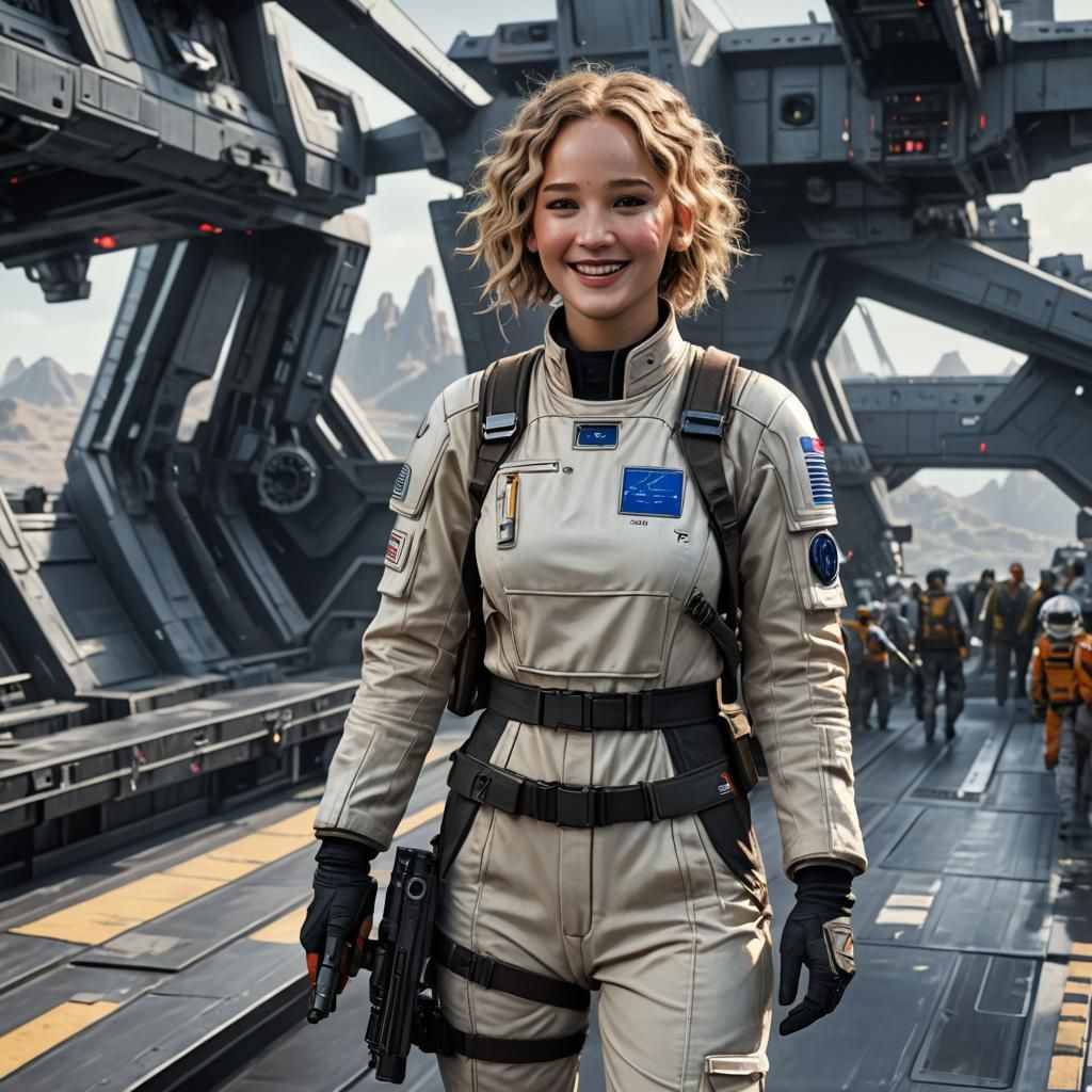 Jennifer Lawrence as Sci-Fi Pilot in Anime Style