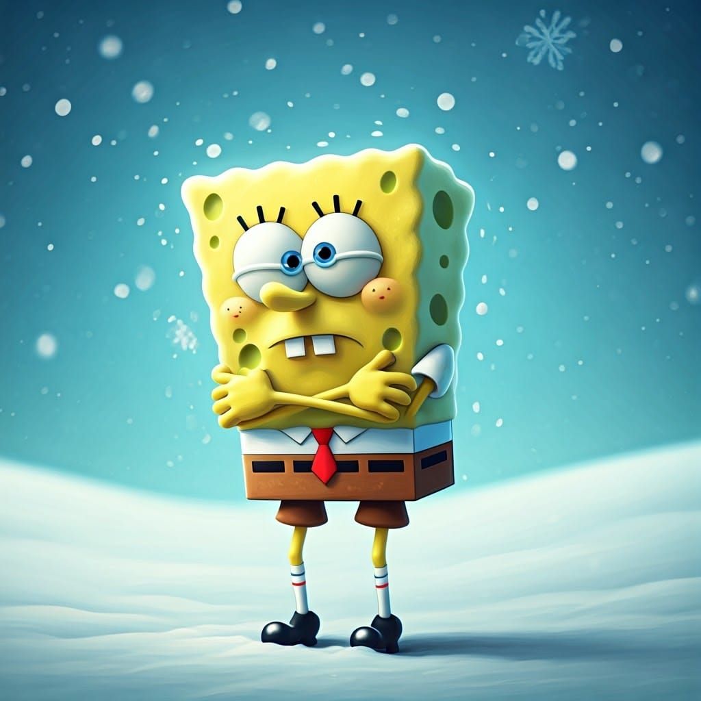 SpongeBob Shivers in Snowy Wonderland