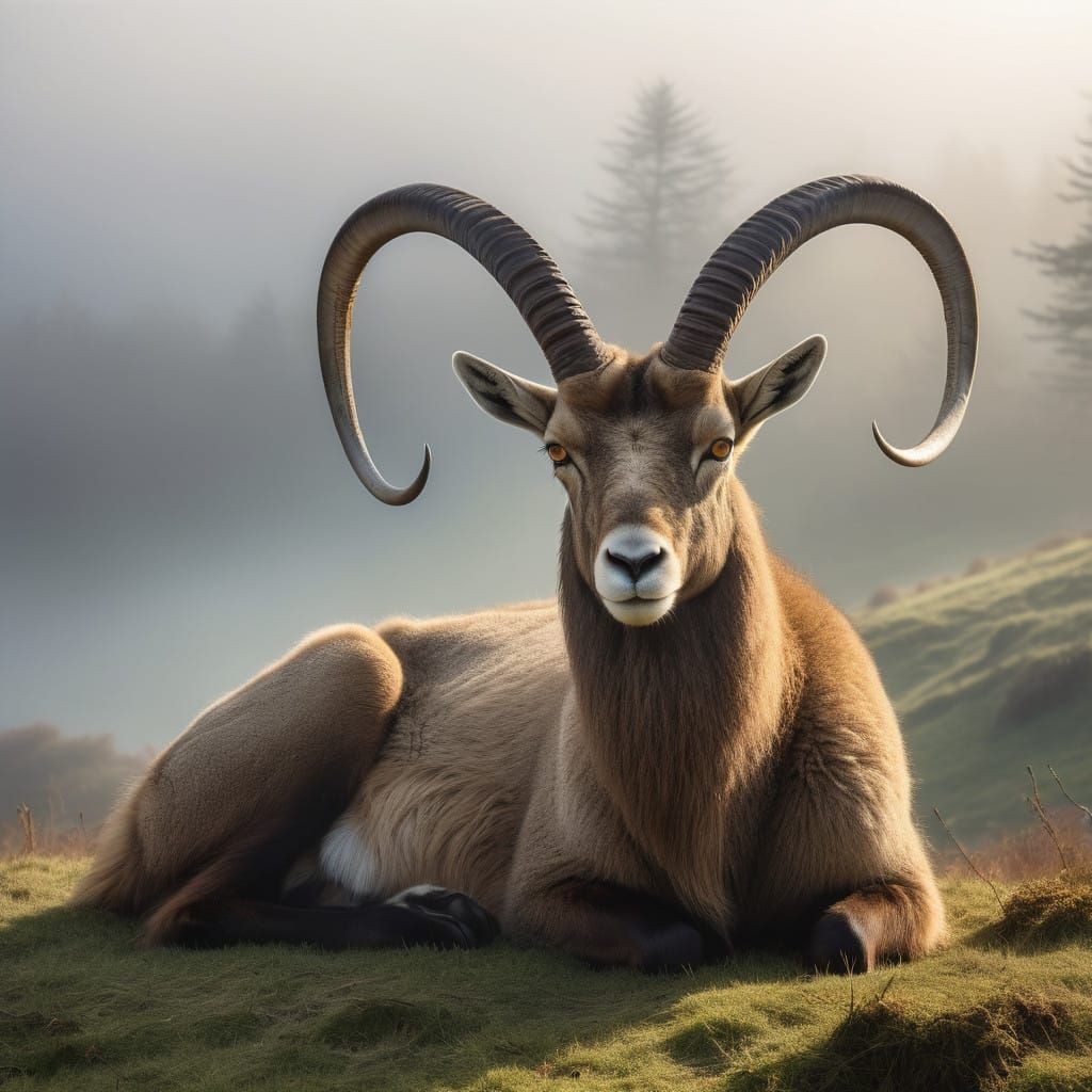 Majestic Pyrenean Ibex in Golden Morning Light