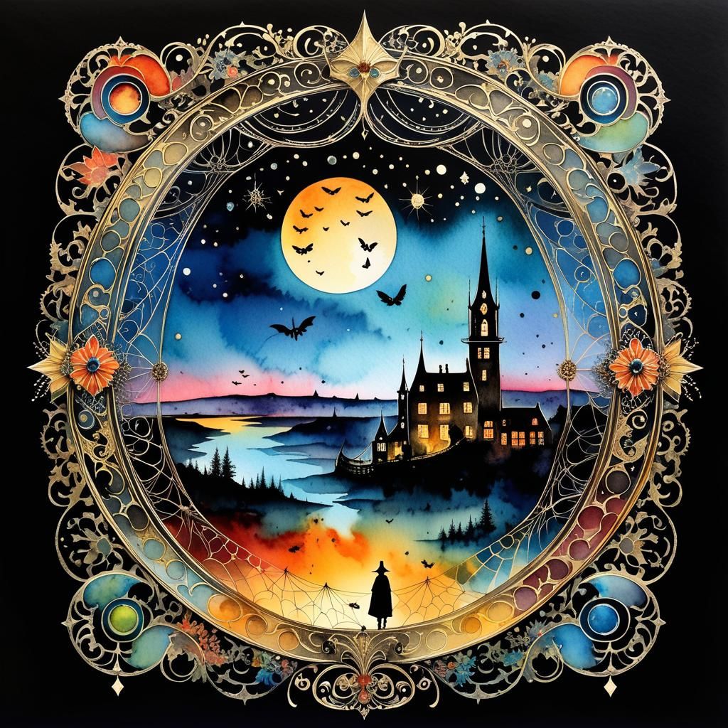 Luminous Rose Garden at Twilight: Collage Art