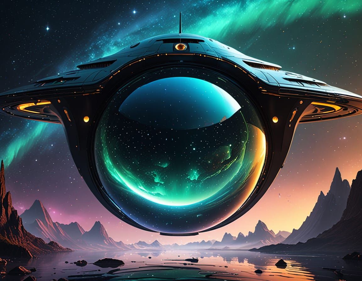 Vibrant Space Odyssey in Glittering Water