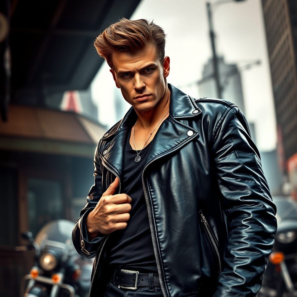 Confident Johnny Bravo in Urban Portrait