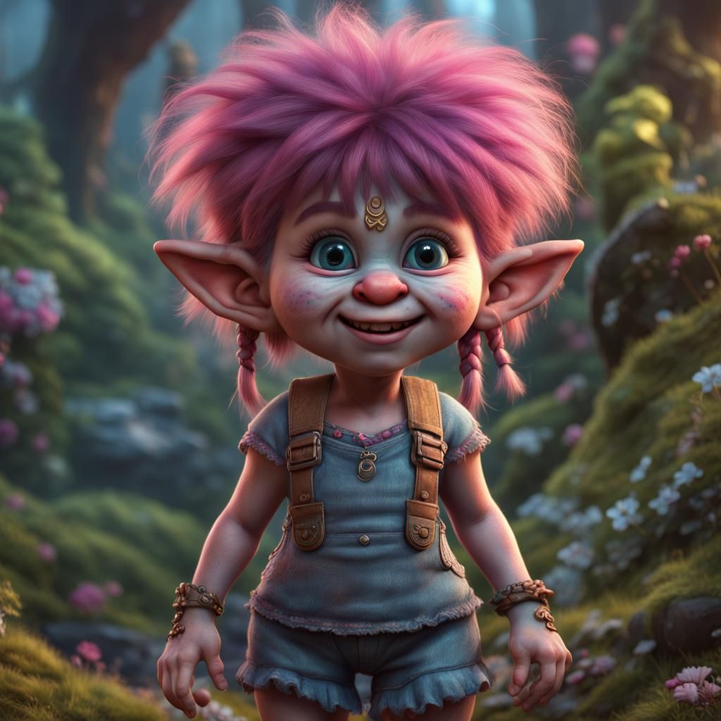 Hyperrealistic Cute Girl Trolls 90s Full Body