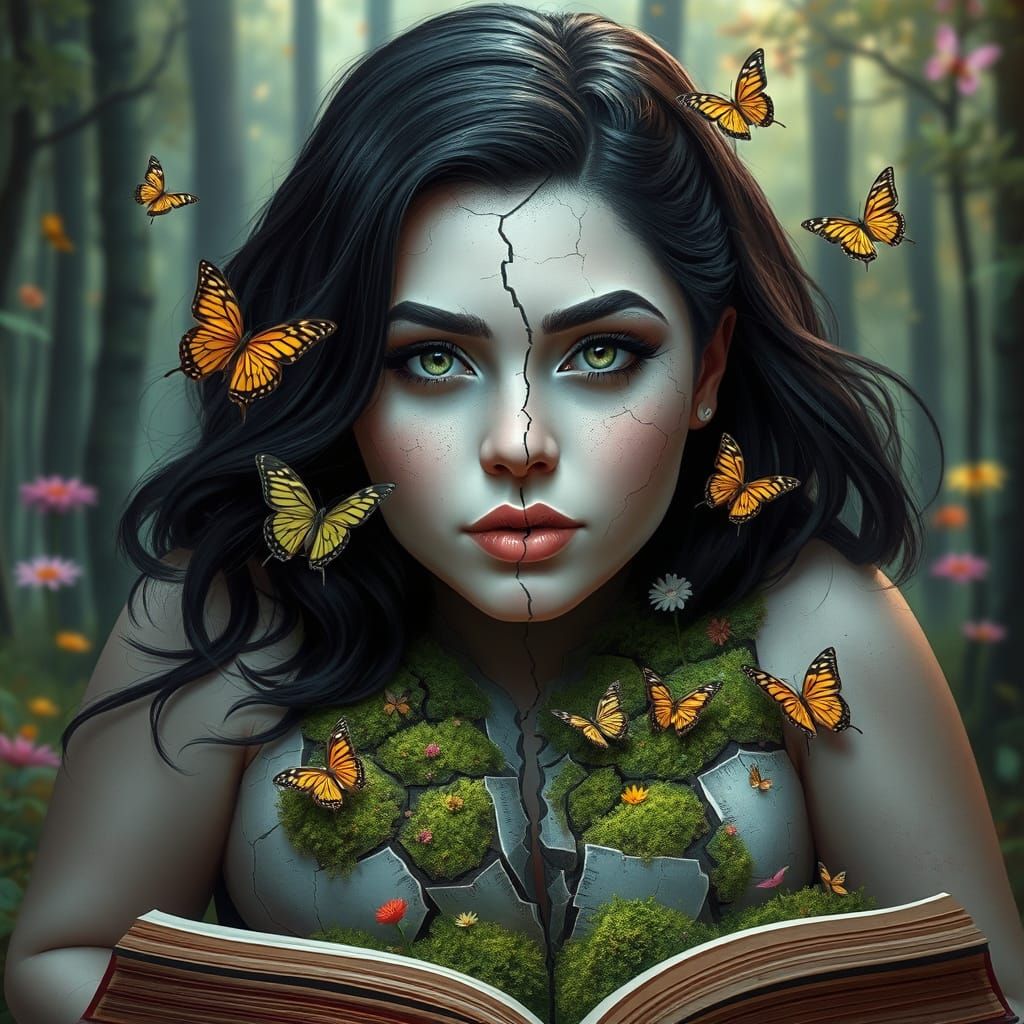 Broken Beauty: Moss and Flowers Emerge