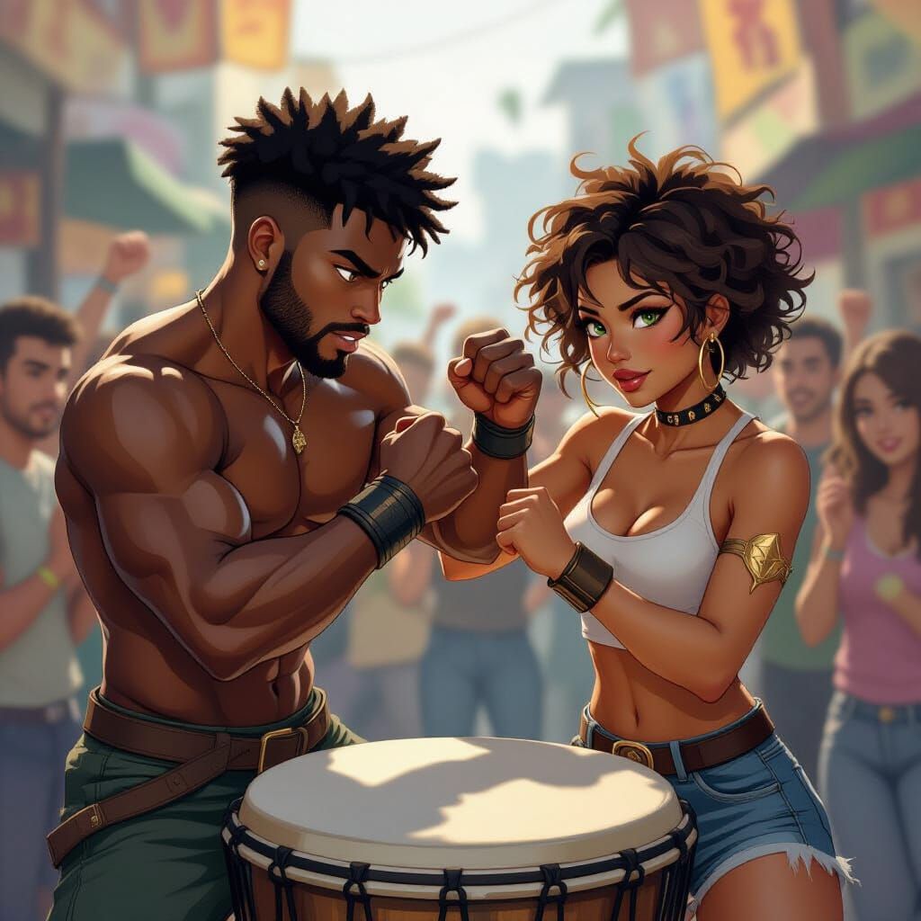 Dynamic Fight Scene in the Style of Loish