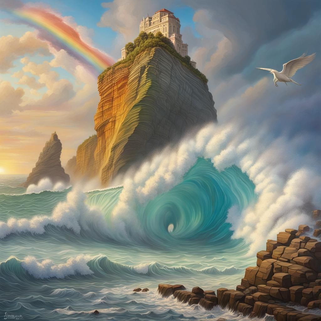 Biarritz Rock, Giant Waves, Rainbow Pegasus: Splash Art