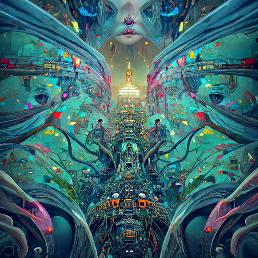 Detailed Alien City in Australian Tonalism Style