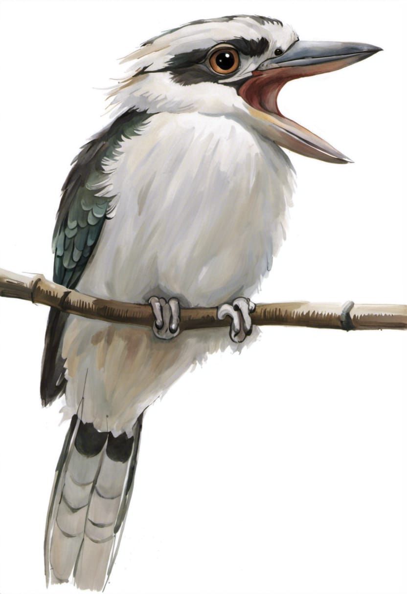 Adorable Kookaburra Painting in Illustrative Style
