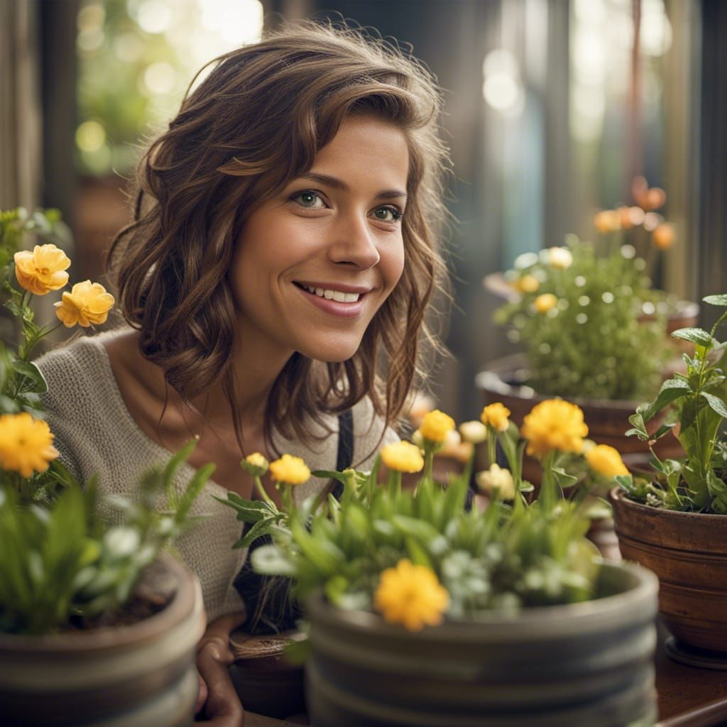 Italian Girl in Emoji Garden: Professional Photo