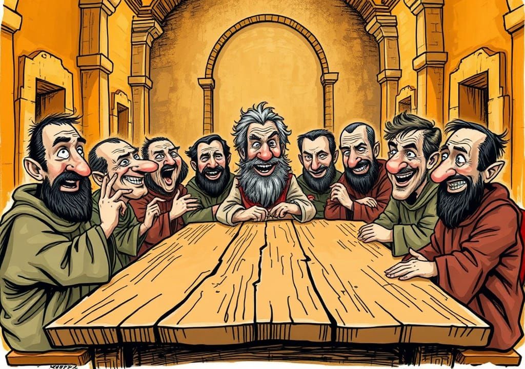 Caricatured Disciples in Quentin Blake Style