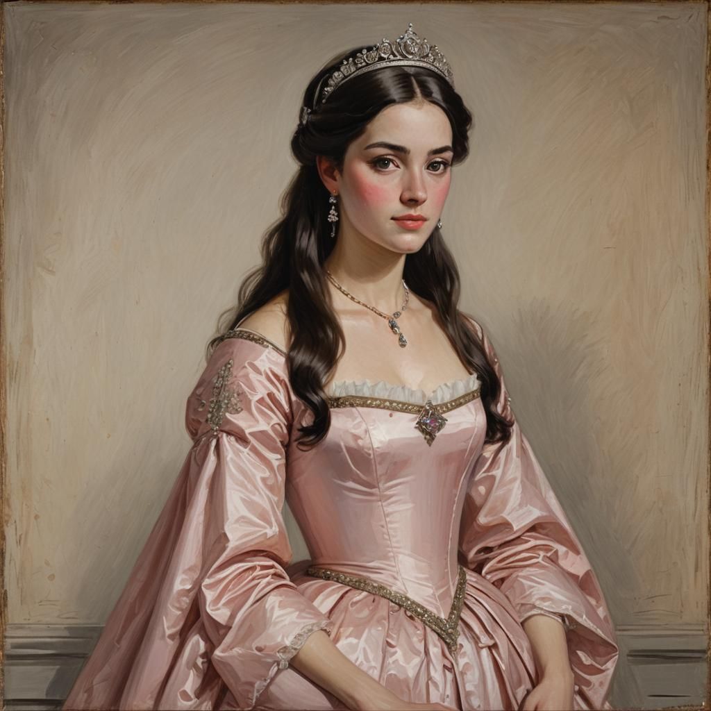 Plus-Size Princess with Tiara in Oil Painting Style