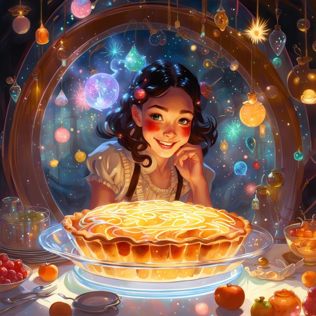 Luminous Pie in Crystal Dish, Digital Art