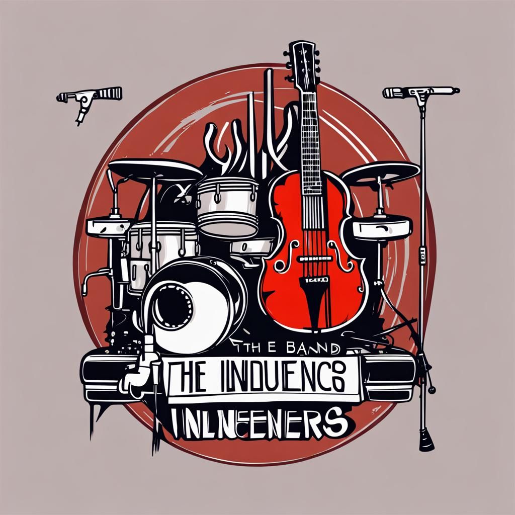 Surreal Band Logo with Instruments and Cool Design