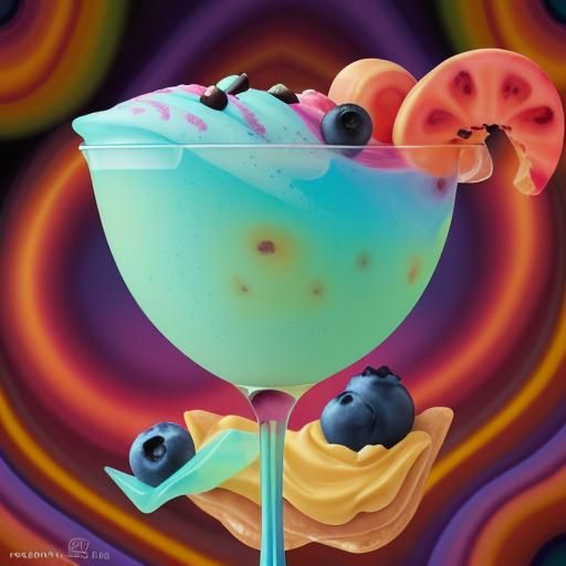 Tutti-fruiti ice cream with blueberry pie filling, peanut bu...
