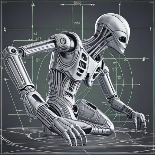 Alien Robot Technical Blueprint in 8K Resolution