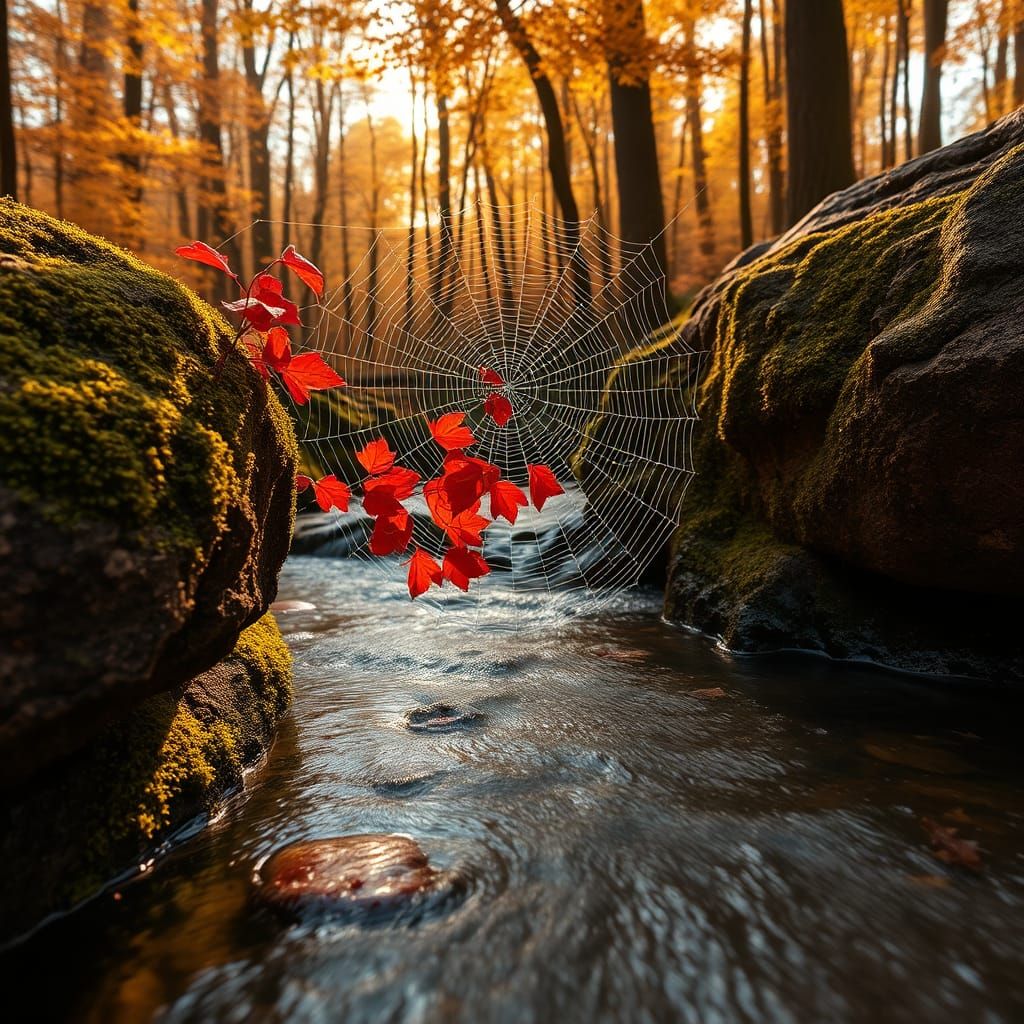 Autumn Beech Forest with Golden Light