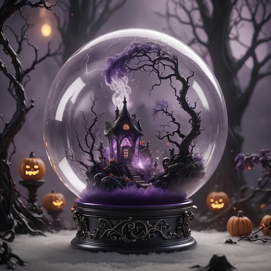 Halloween World in Glass Snowglobe with Cosmic Energy