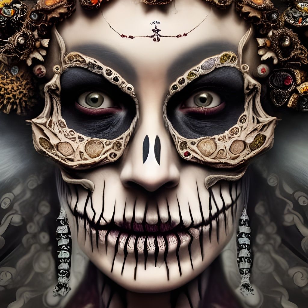 Intricate Queen of the Dead Portrait in Digital Art