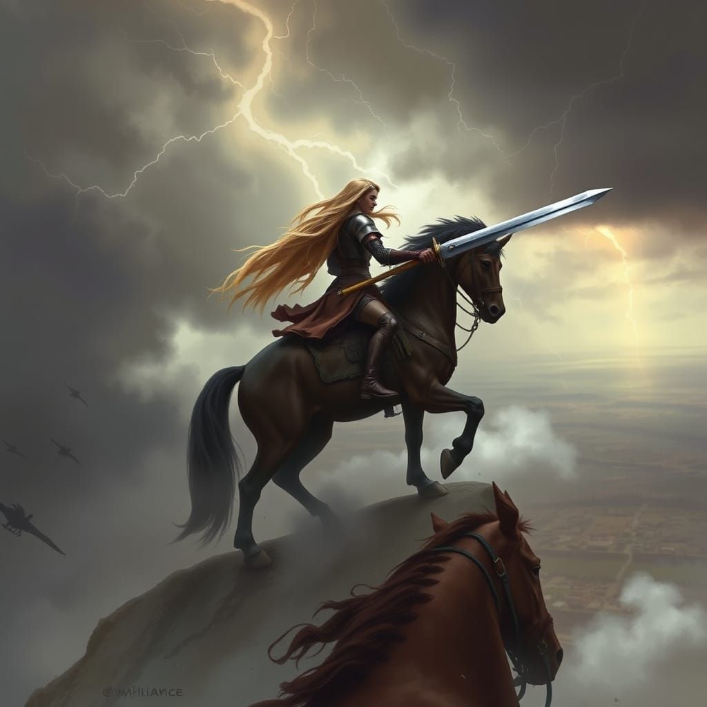Warrior on Windswept Cliff in Gritty Fantasy Art