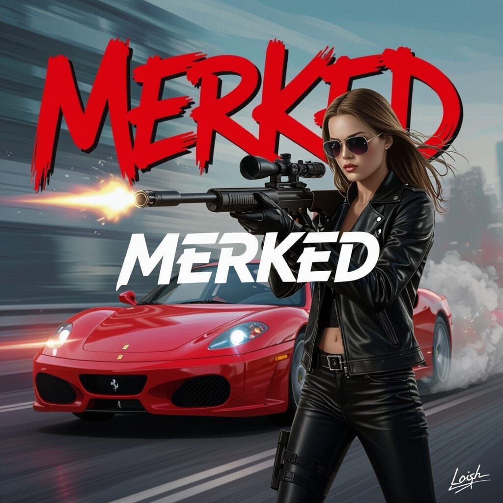 Red Ferrari with Sniper Girl in Cinematic Realism