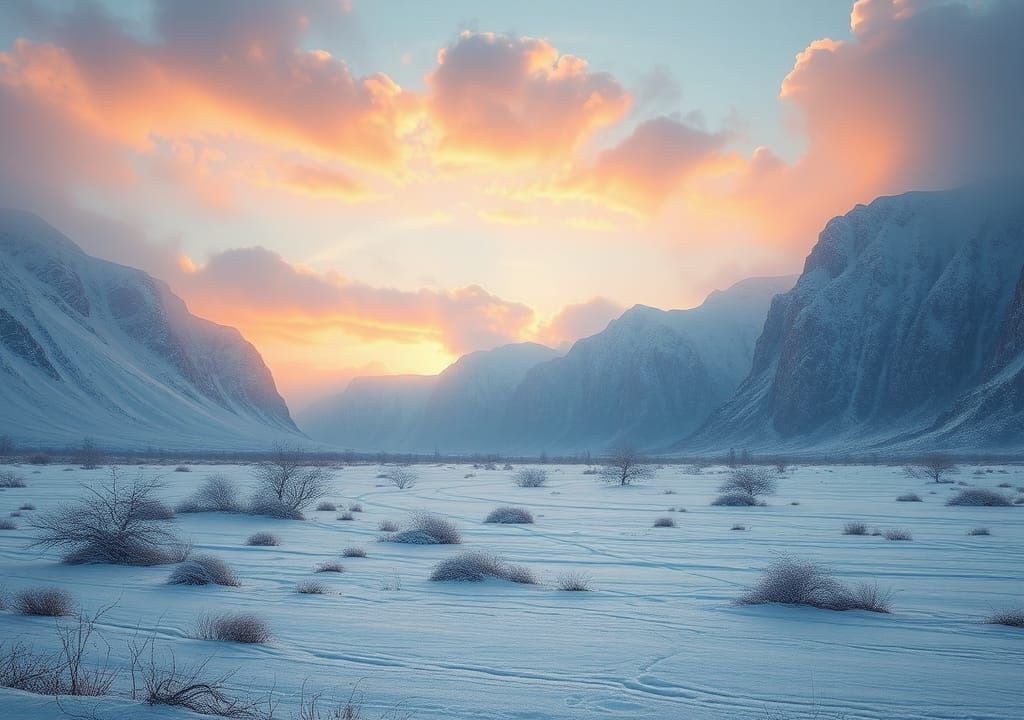 Frozen Wasteland Vista in Photographic Style