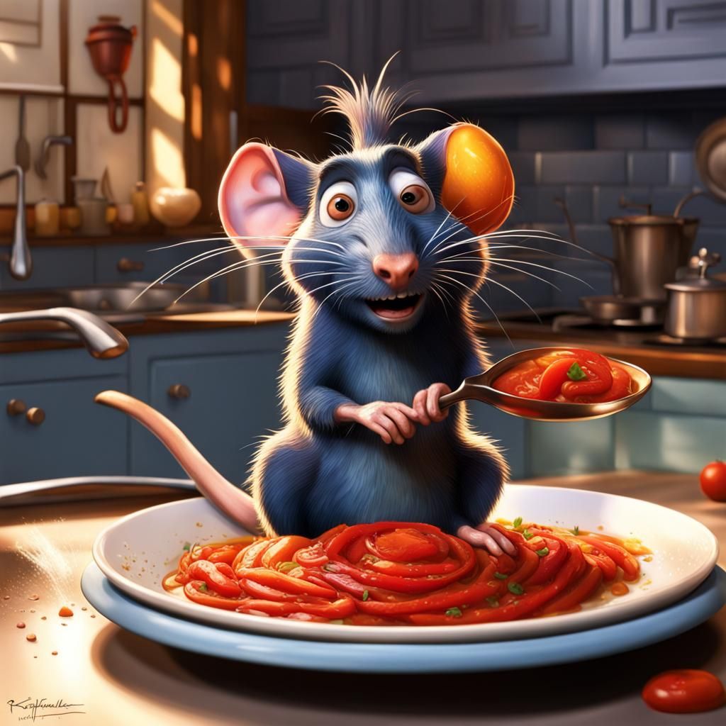 Hyperrealistic Ratatouille: Detailed Splash Art