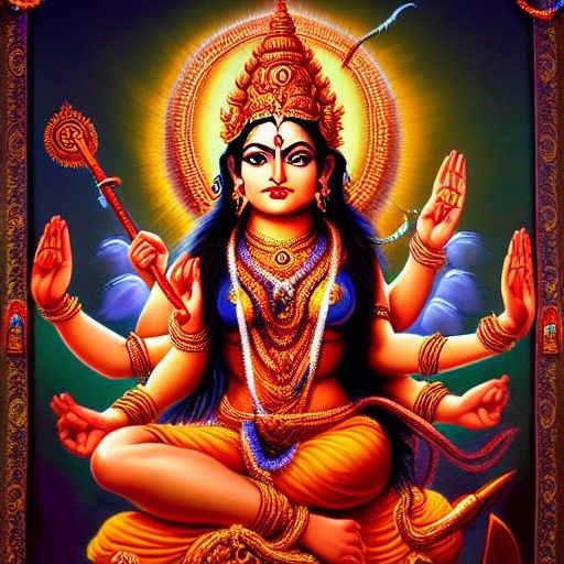 Goddess Durga Detailed Matte Painting in 8k