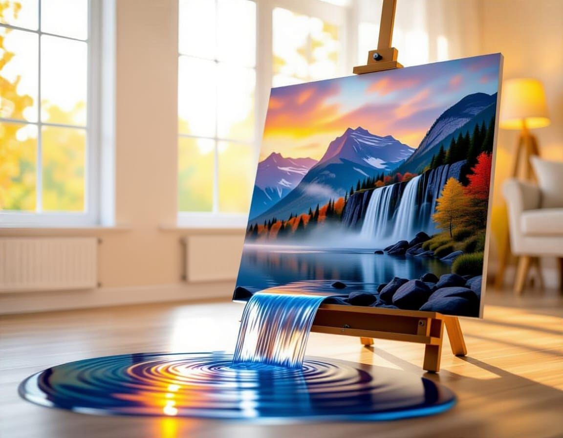 Autumn Sunset Landscape Painting Comes to Life as 3D Project...