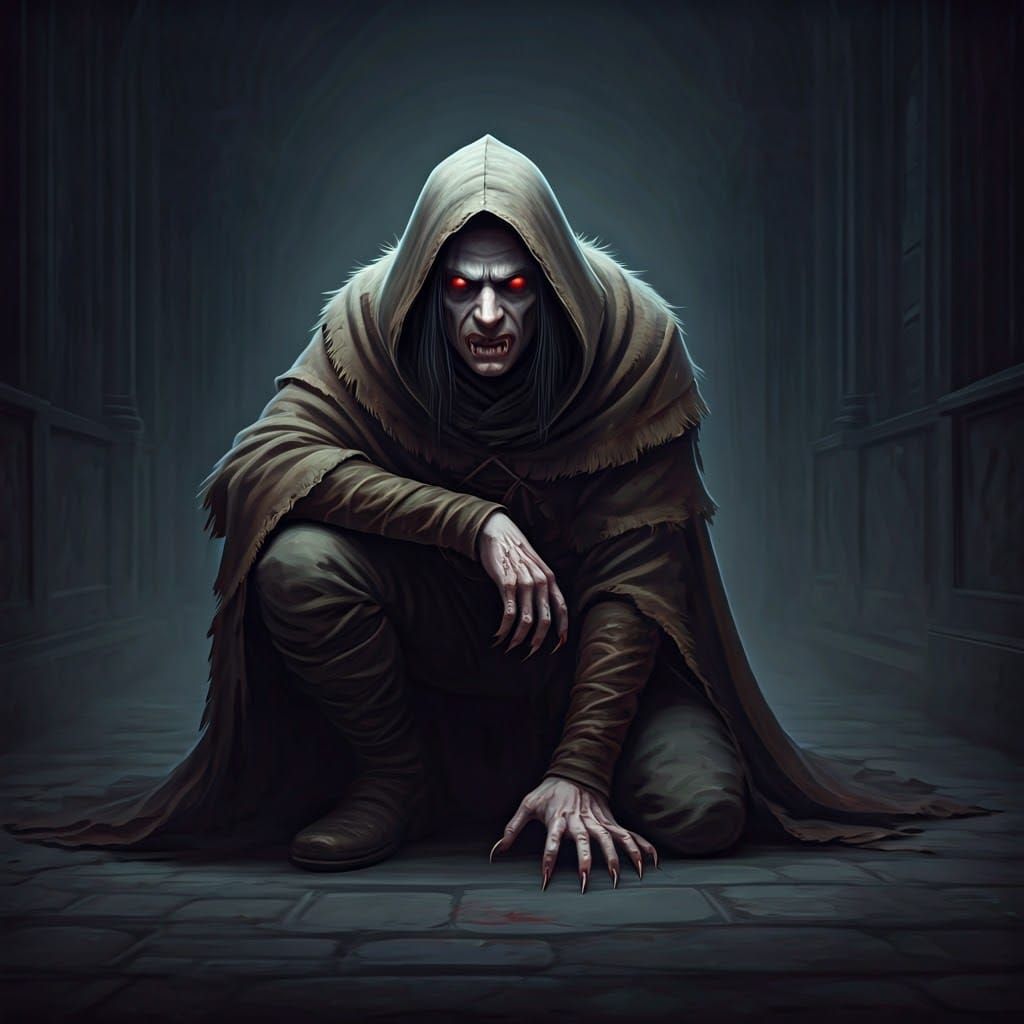 Feral Vampire Attack in Dark Academia Style