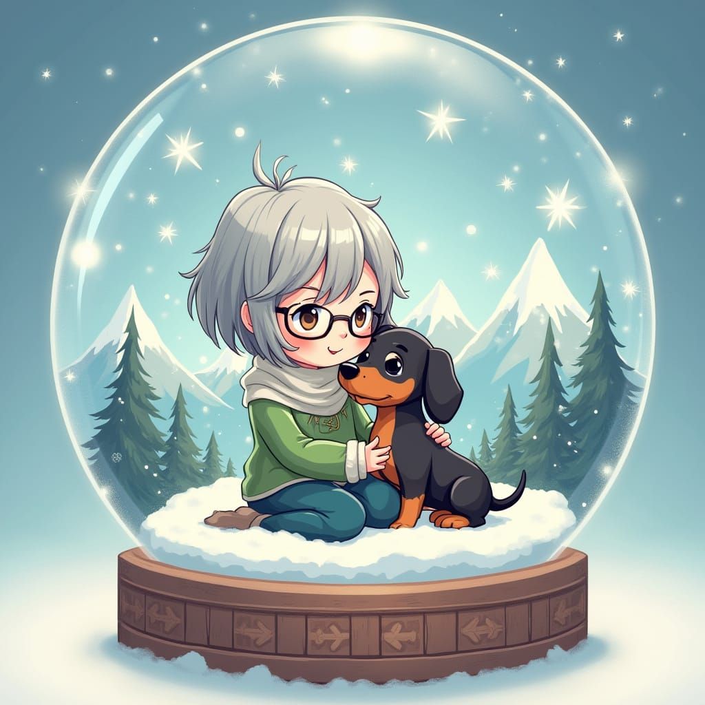 Gentle Moment in a Winter Wonderland Scene