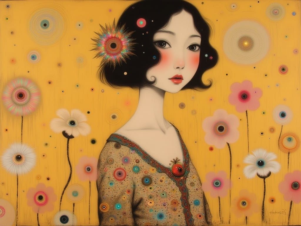 Golden Goddess in Impressionistic Splendor