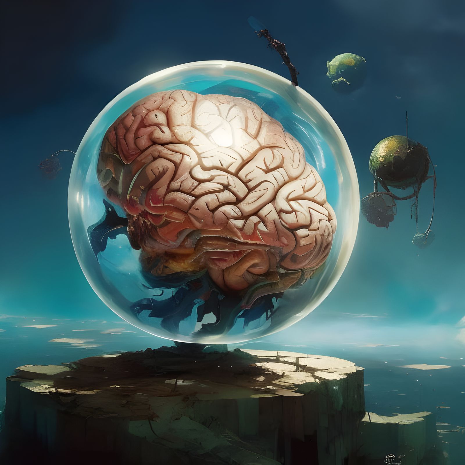 Brain in Sphere, Hyperdetailed Fantasy Art