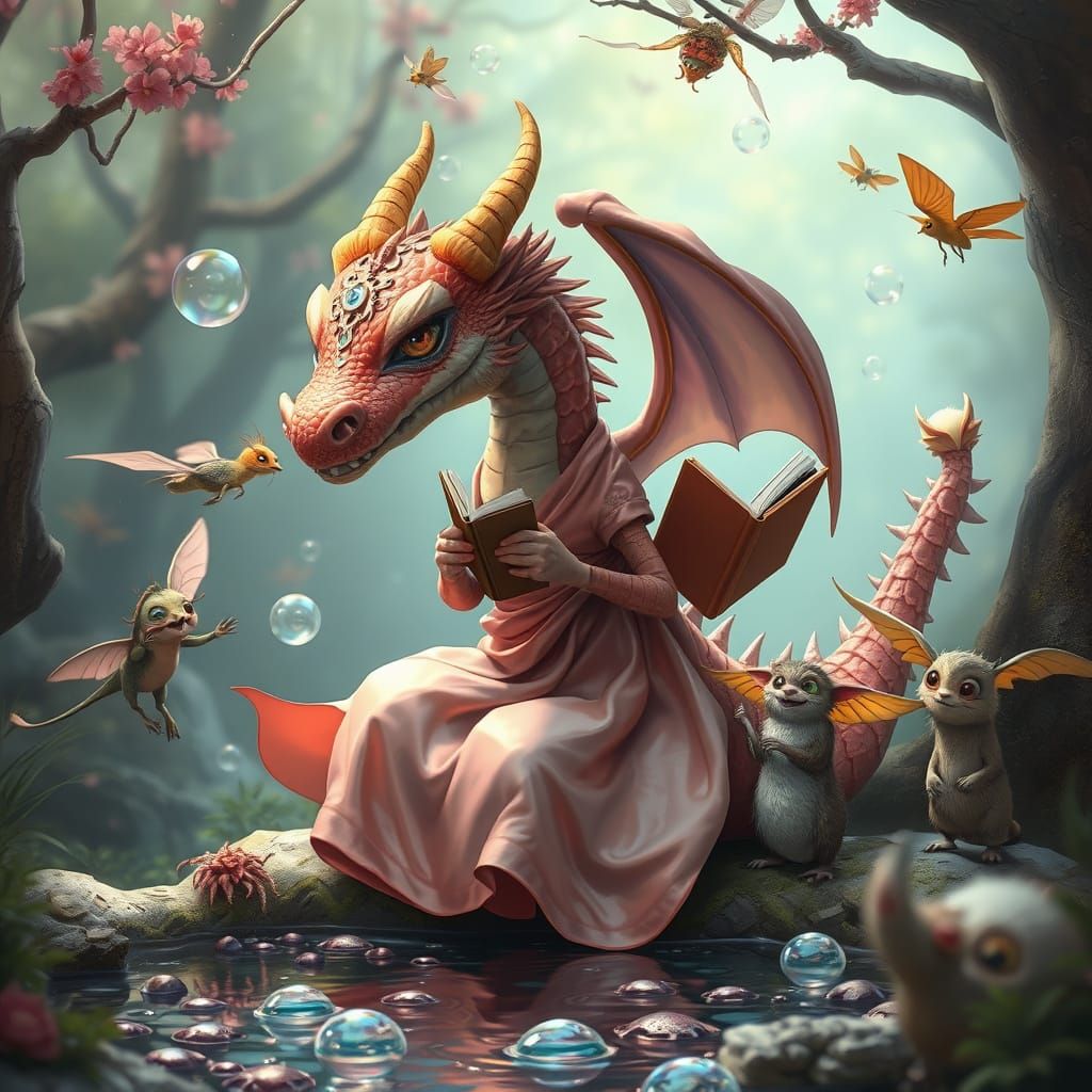 Fantastical Princess Dragon in Whimsical Wonderland